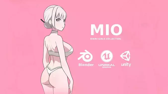 Mio - Bikini girl - Game-Ready - Rigged Low-poly 3D model
