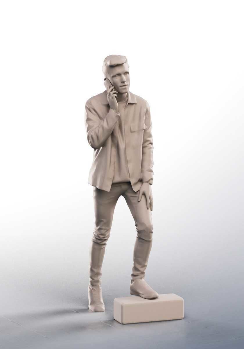 Robin 14222 - Young Man Walking Up Stairs Phone Call Low-poly 3D model_3