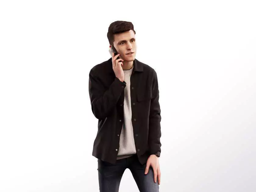 Robin 14222 - Young Man Walking Up Stairs Phone Call Low-poly 3D model_0