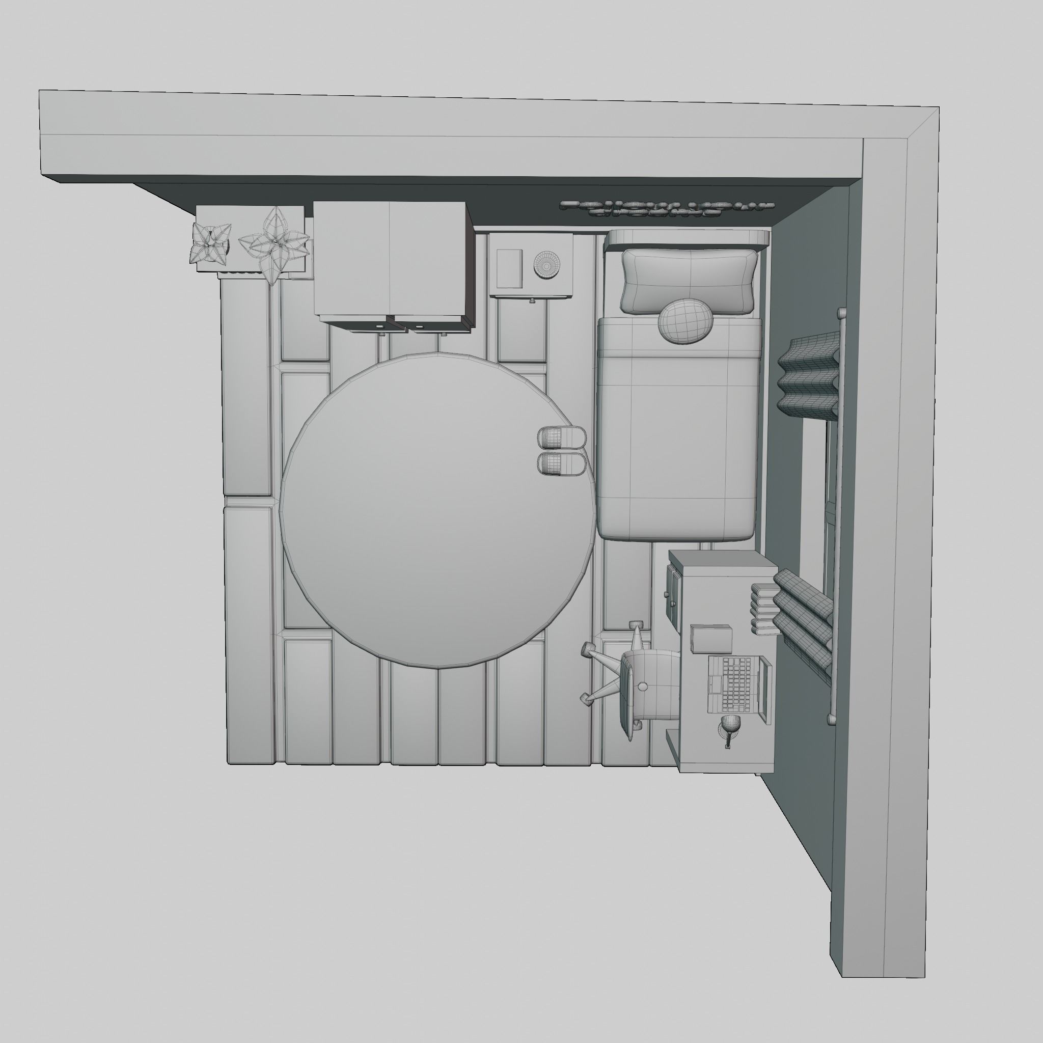 Yellow Bedroom Low-poly 3D model_3