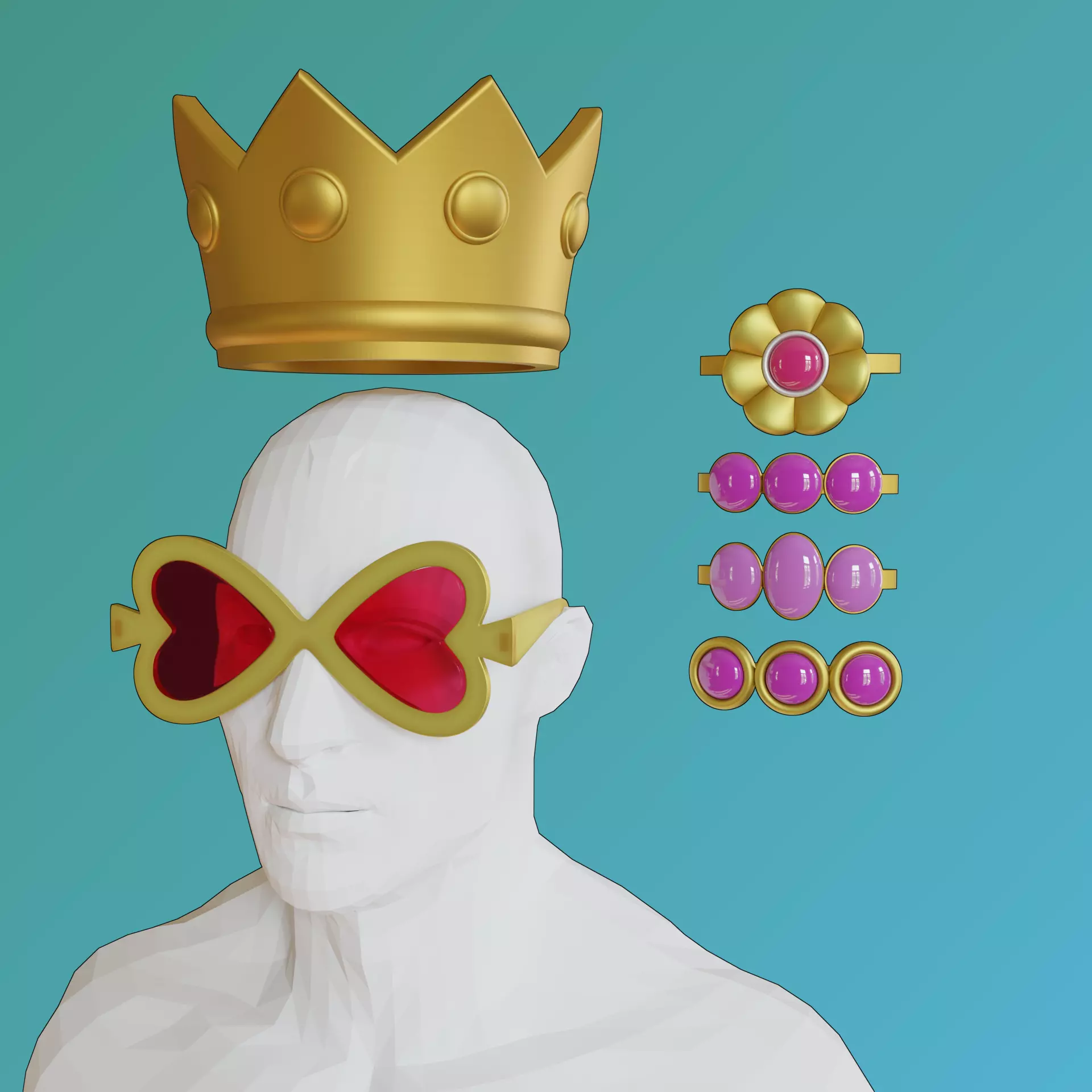 One piece Brook Soul King glasses tie CROWN cosplay 3D print model_0