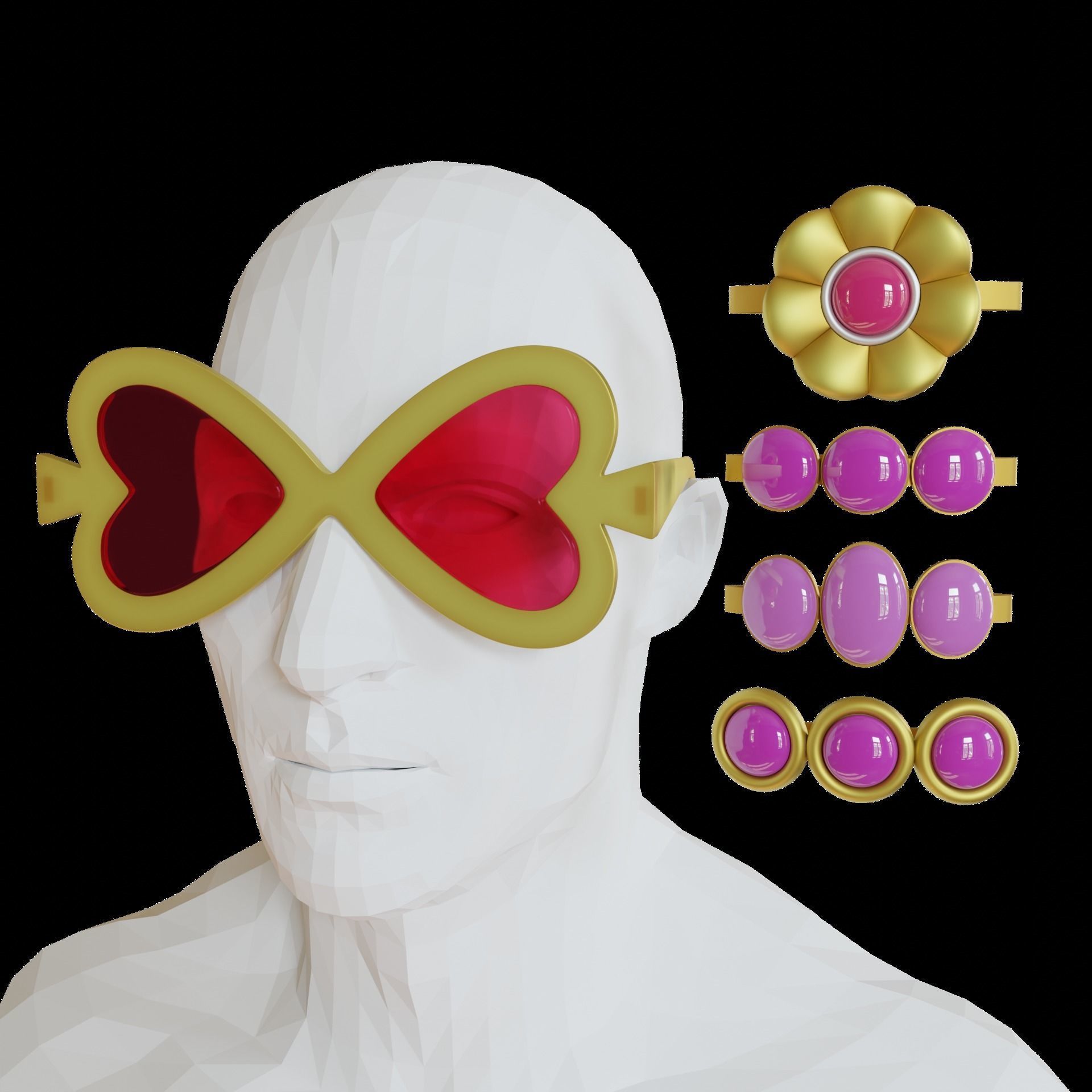 One piece Brook Soul King glasses tie CROWN cosplay 3D print model_2