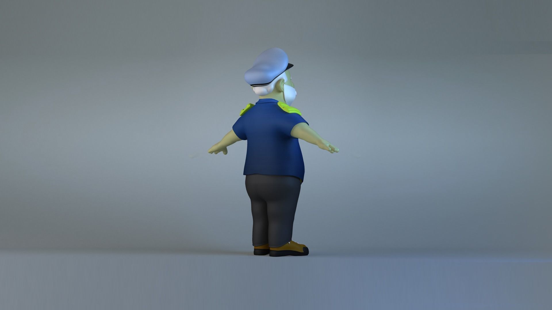 Cartoon captain Boatman old man Helmsman   pirate 3D model_3