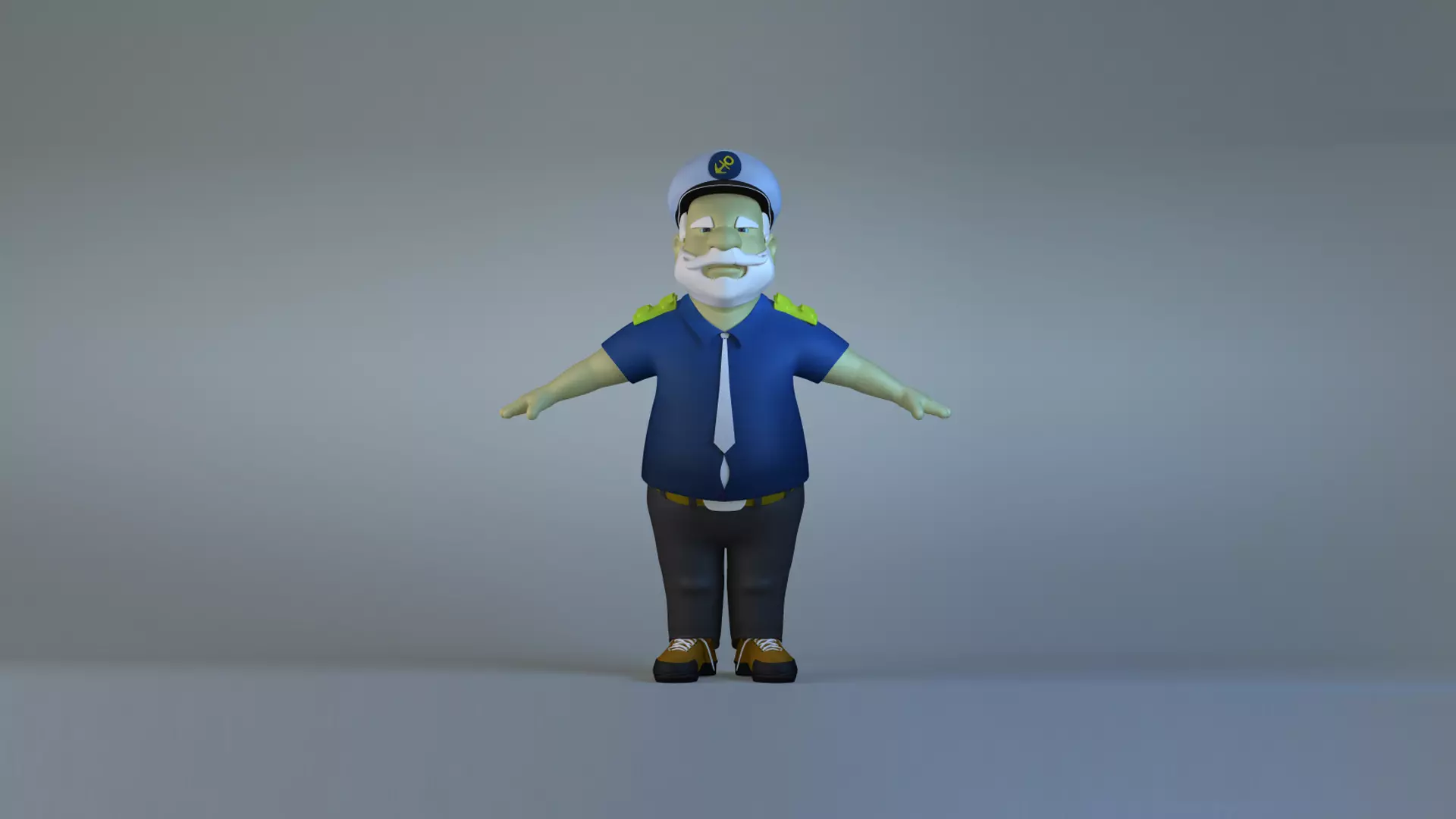 Cartoon captain Boatman old man Helmsman   pirate 3D model_0