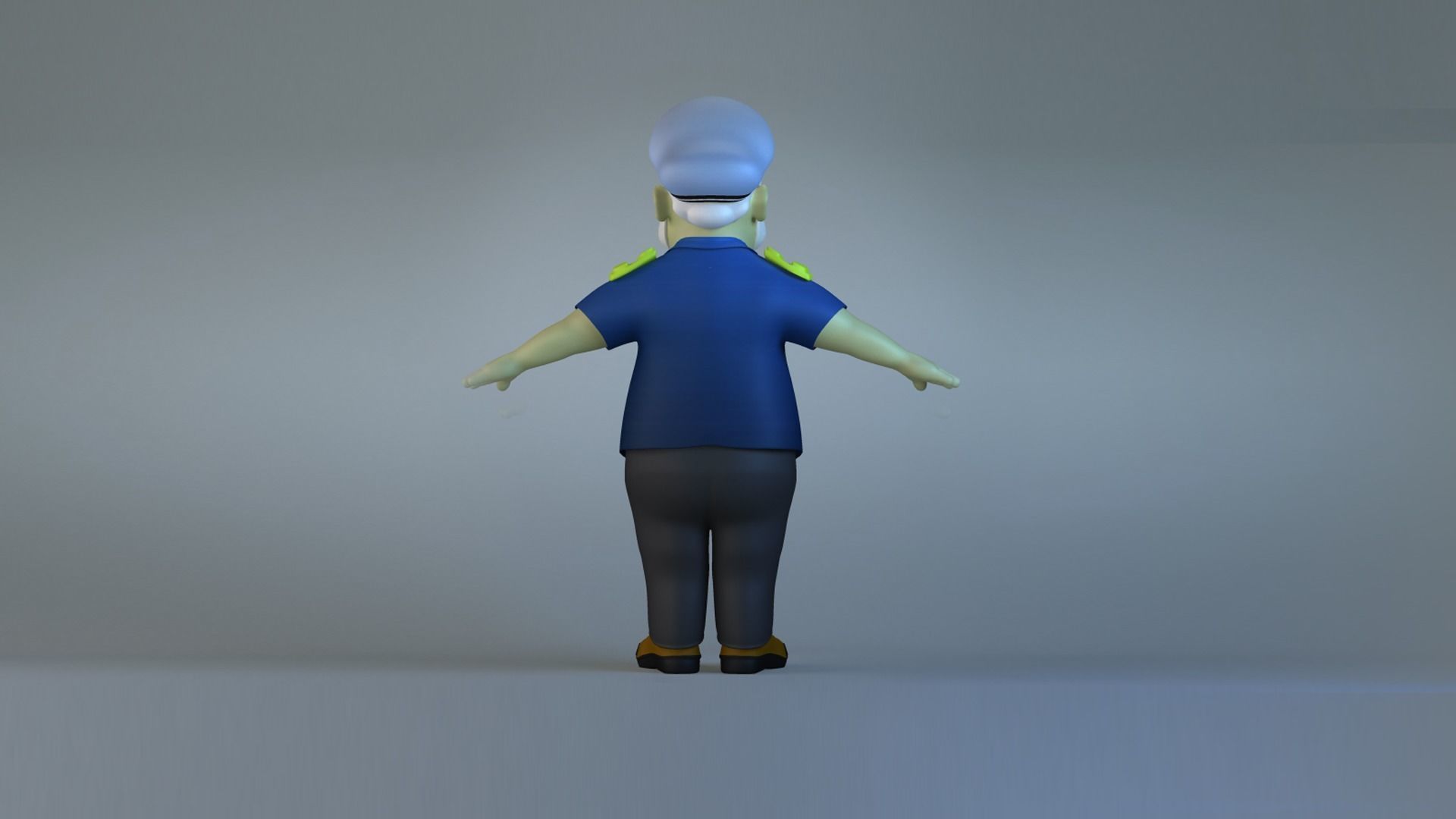 Cartoon captain Boatman old man Helmsman   pirate 3D model_1