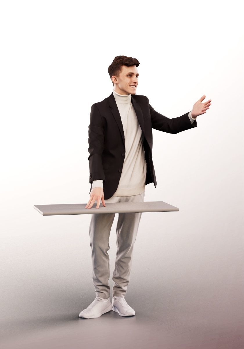 Robin 14215 - Young Business Man Talking Low-poly 3D model_2