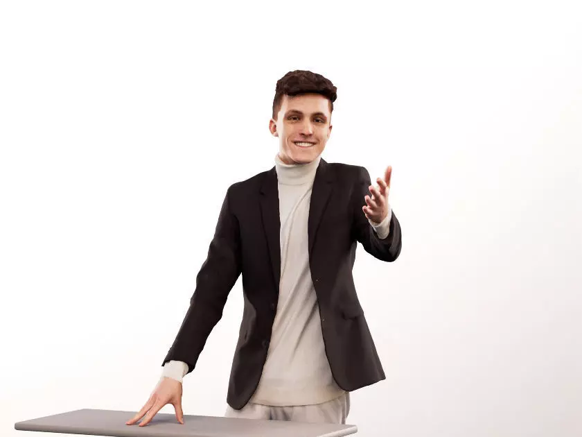 Robin 14215 - Young Business Man Talking Low-poly 3D model_0