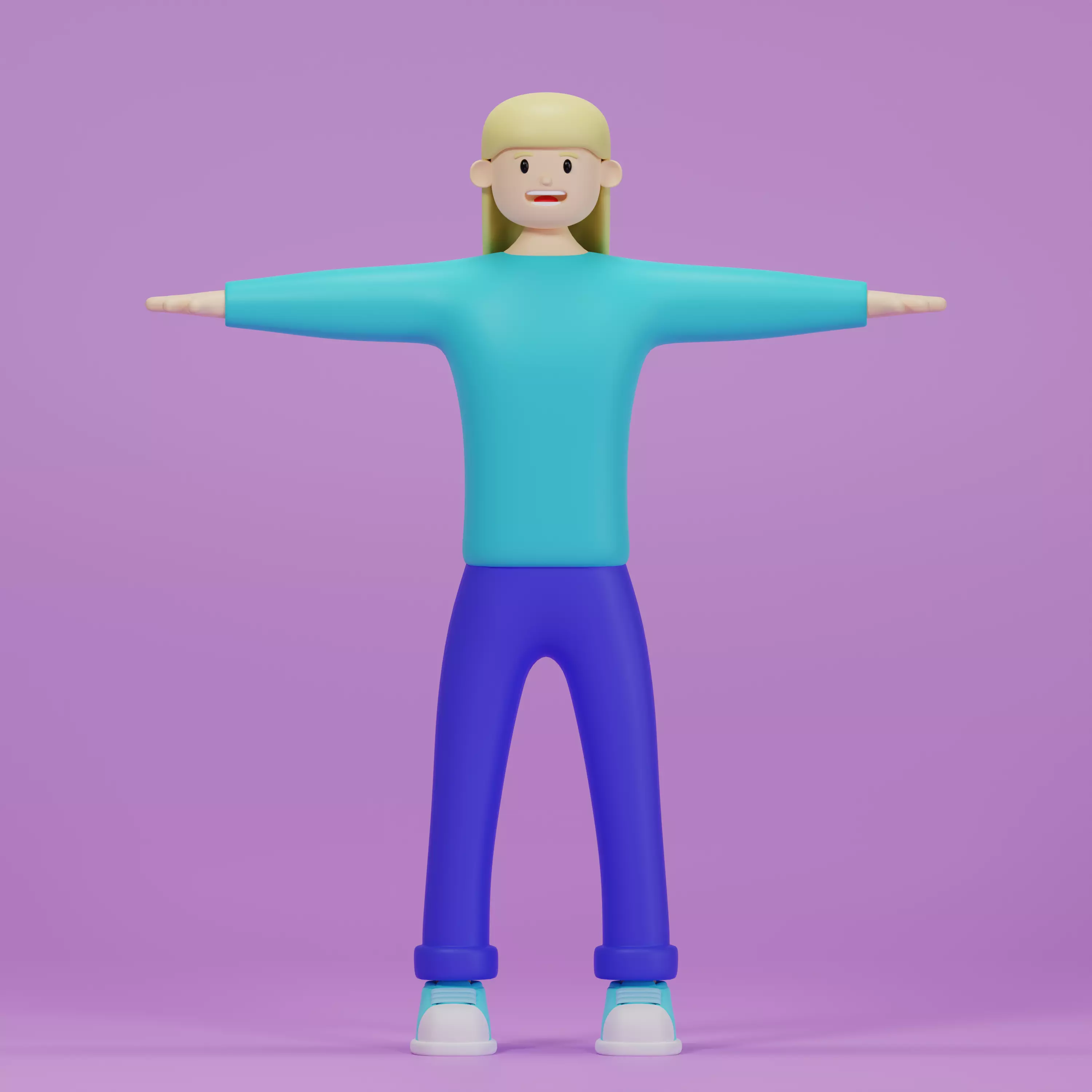 Cartoon woman character stylized 3D model