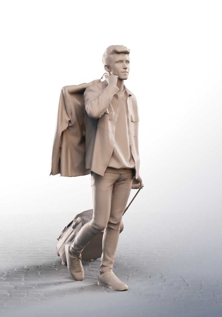 Robin 14210 - Walking Young Man With Suitcase Low-poly 3D model_4