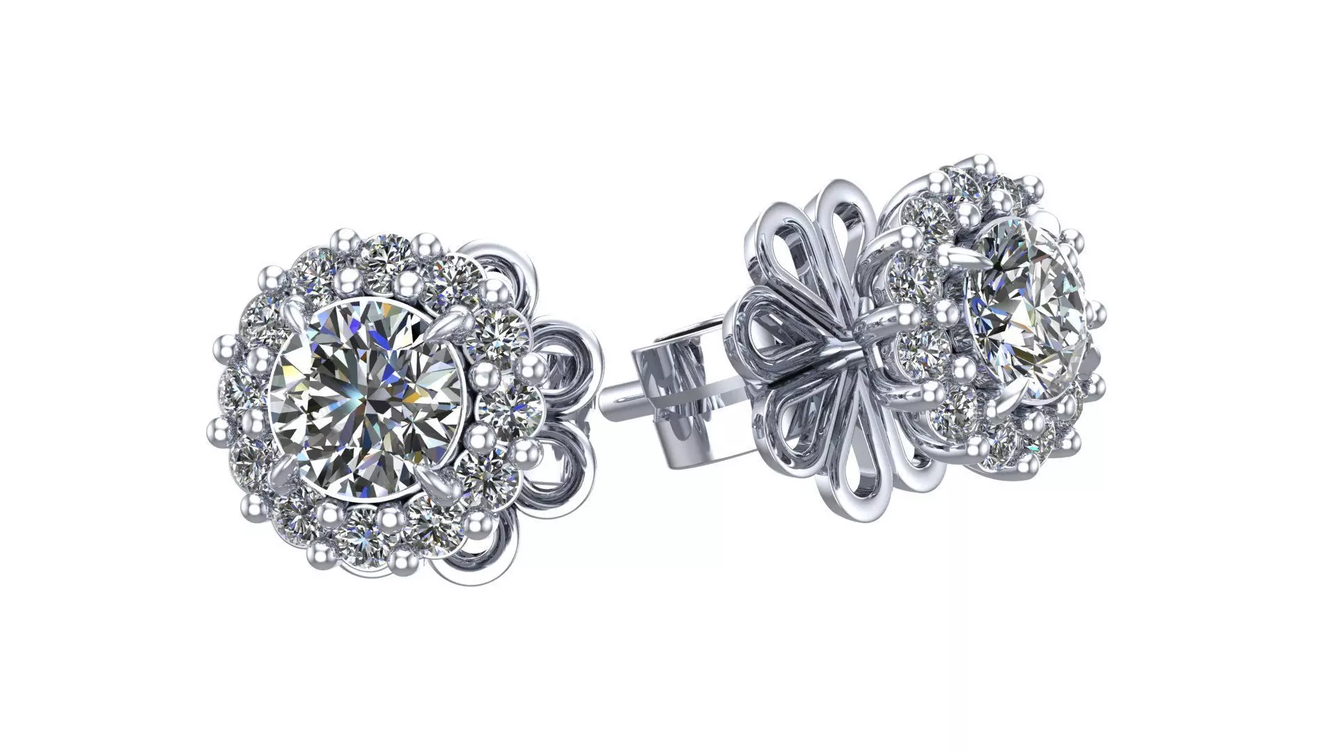 Diamond earrings 6 mm 3D print model 3D print model_0