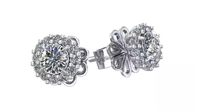 Diamond earrings 6 mm 3D print model