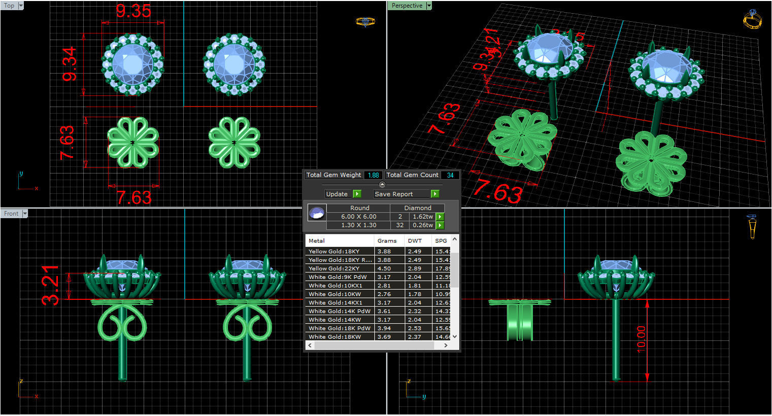 Diamond earrings 6 mm 3D print model 3D print model_1