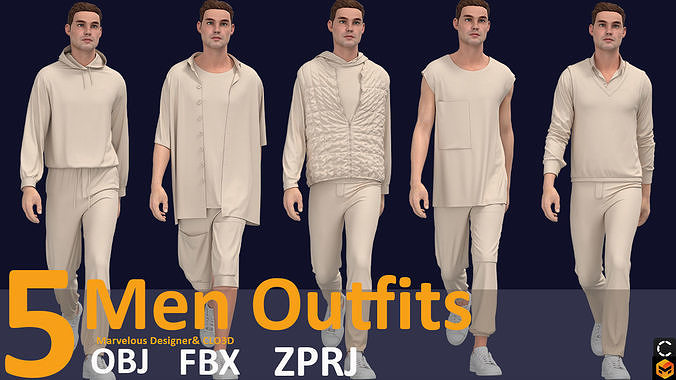 5 basic men outfit 3d models  Zprj  Fbx  OBJ 3D model