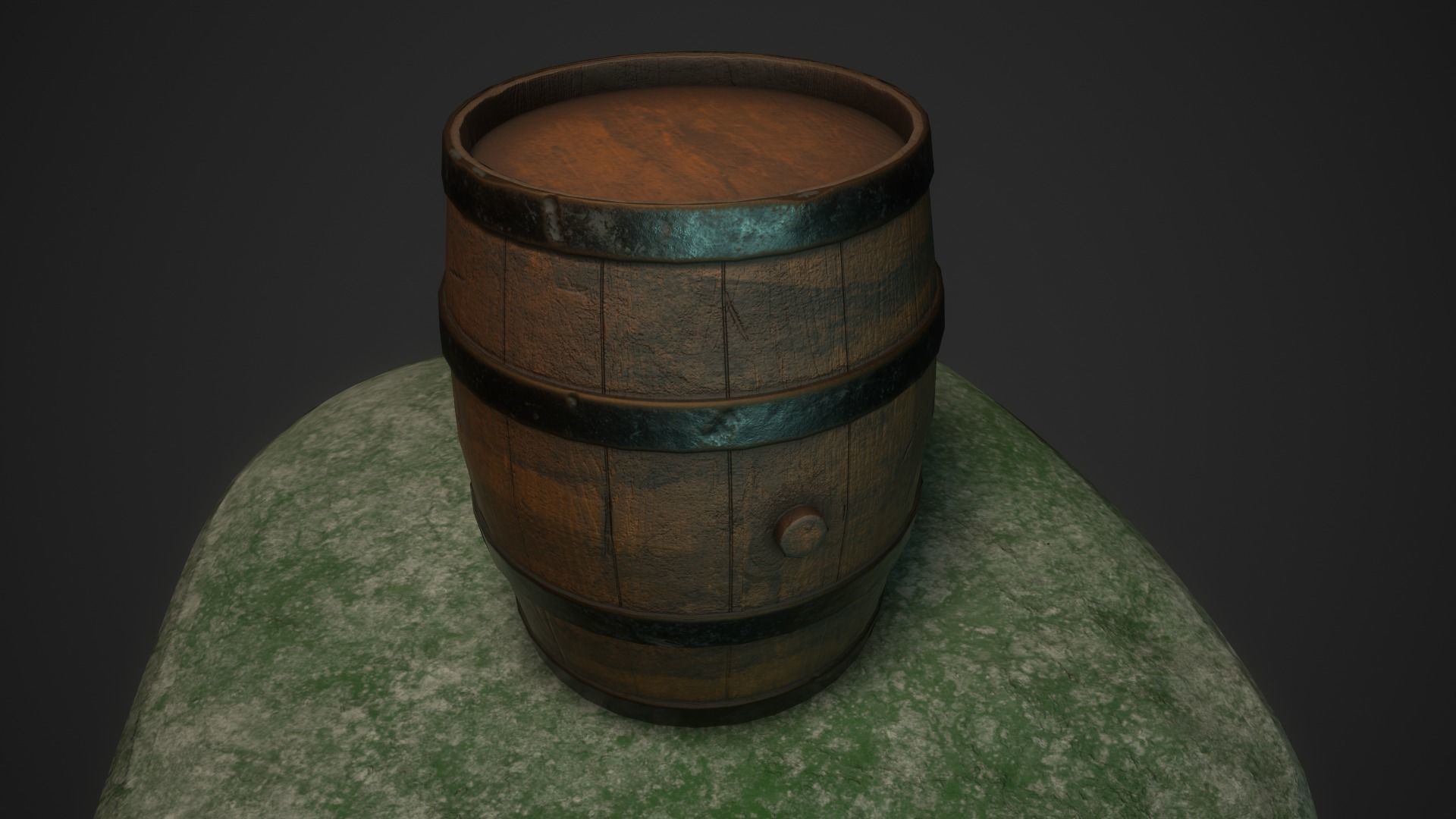Old Barrel Low-poly 3D model_3