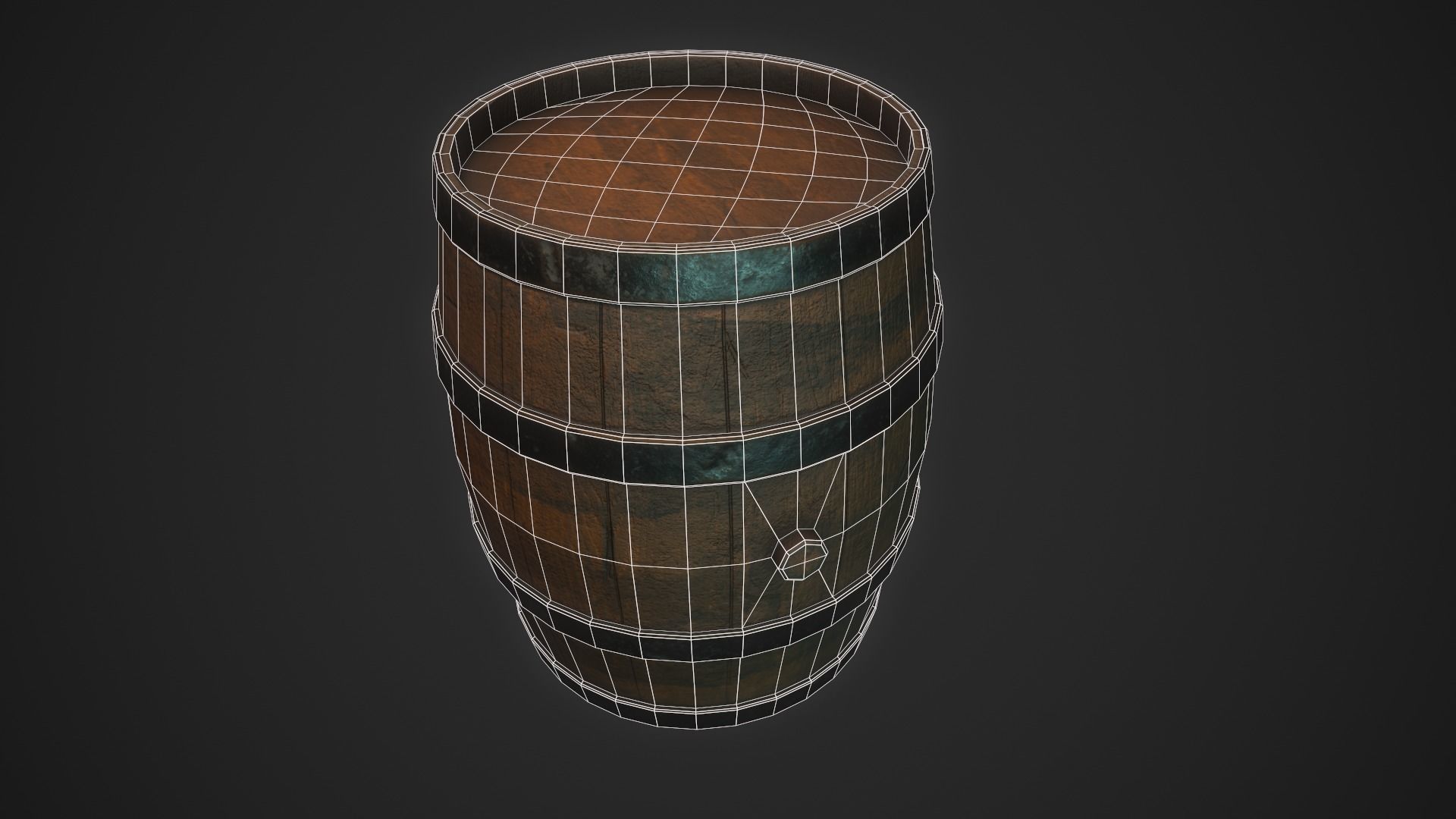 Old Barrel Low-poly 3D model_5