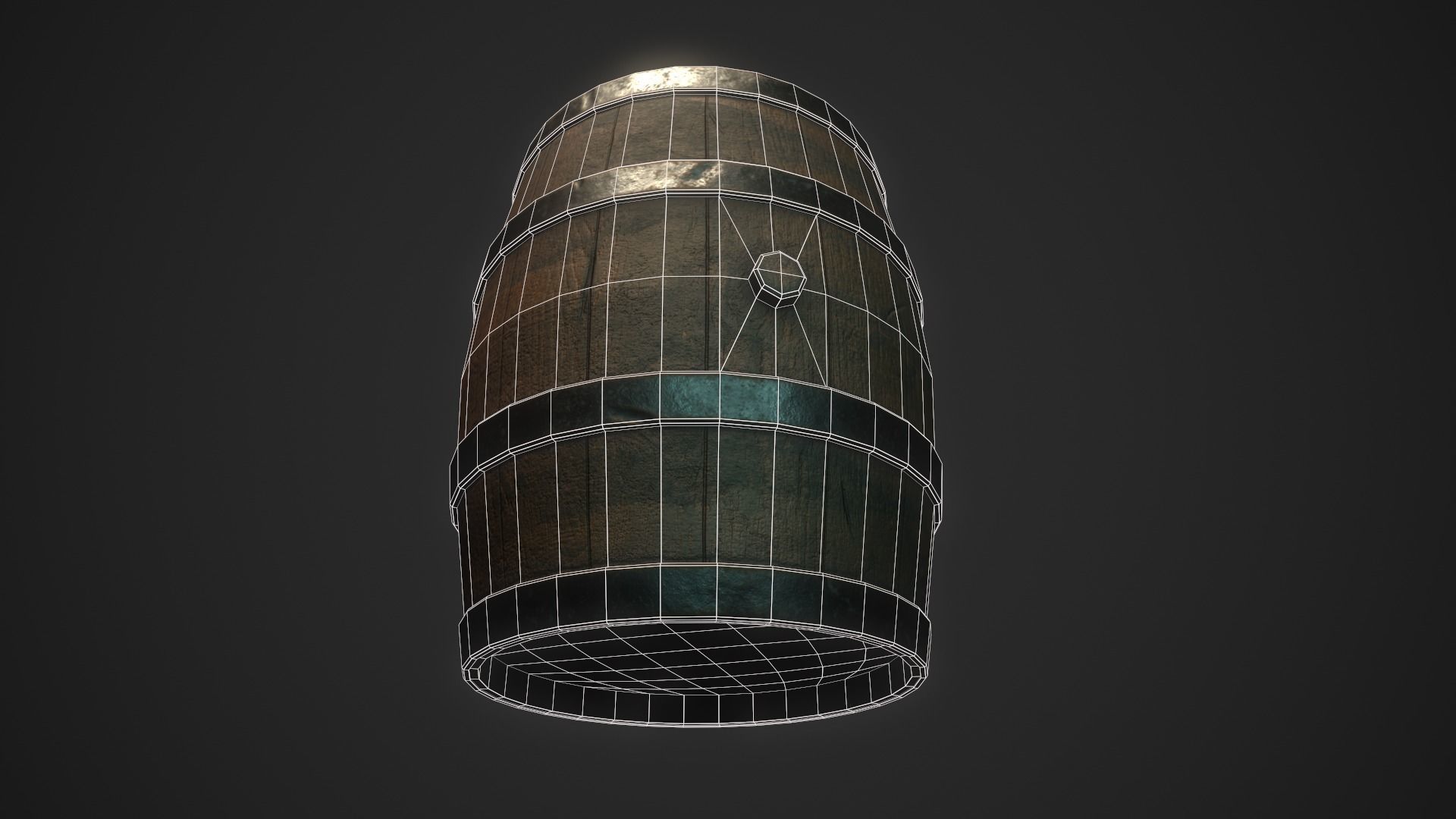 Old Barrel Low-poly 3D model_4