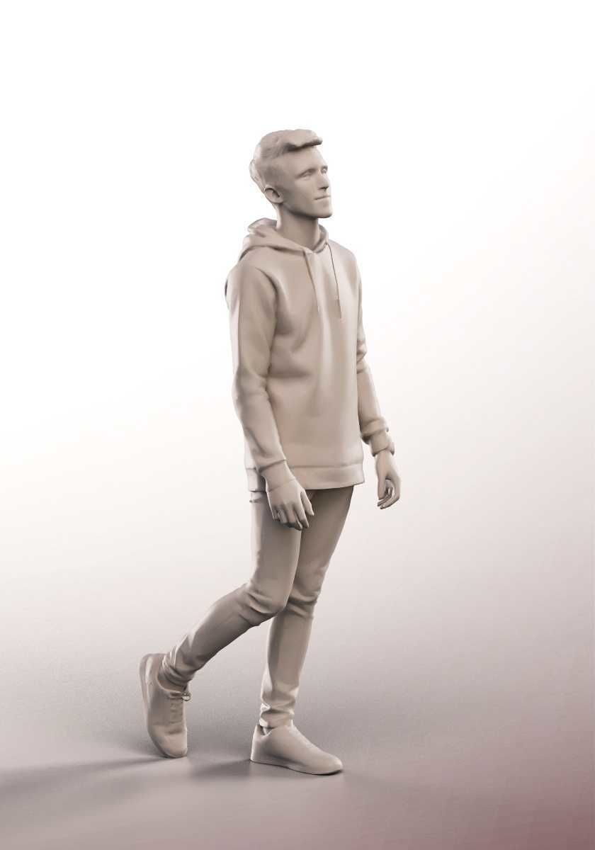 Robin 14205 - Walking Casual Young Man Low-poly 3D model_3