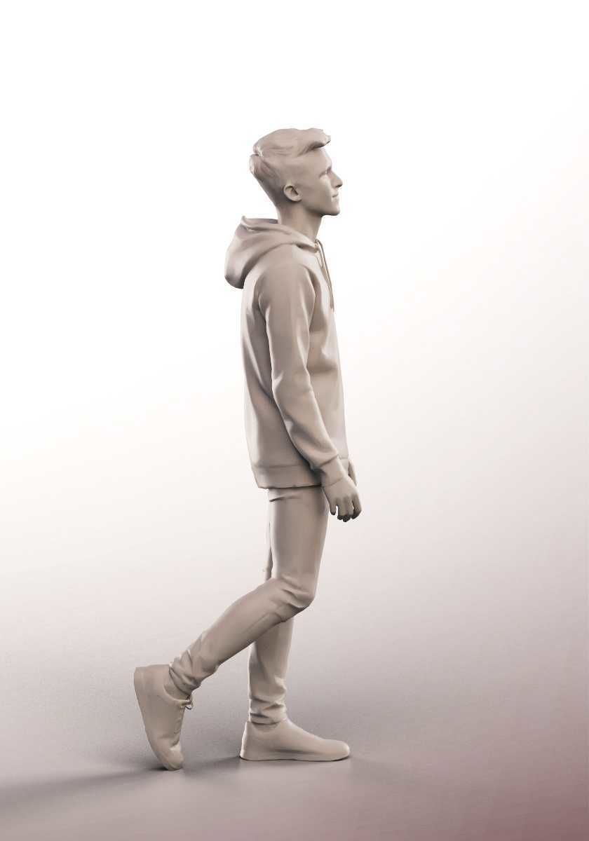 Robin 14205 - Walking Casual Young Man Low-poly 3D model_4