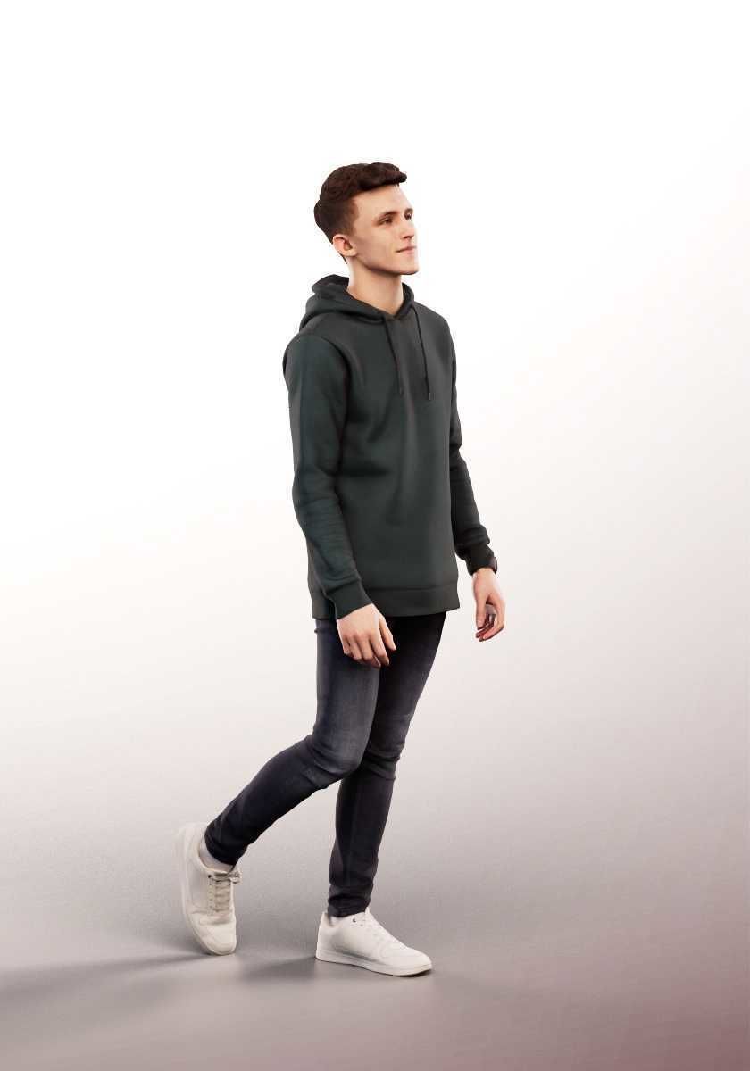 Robin 14205 - Walking Casual Young Man Low-poly 3D model_1