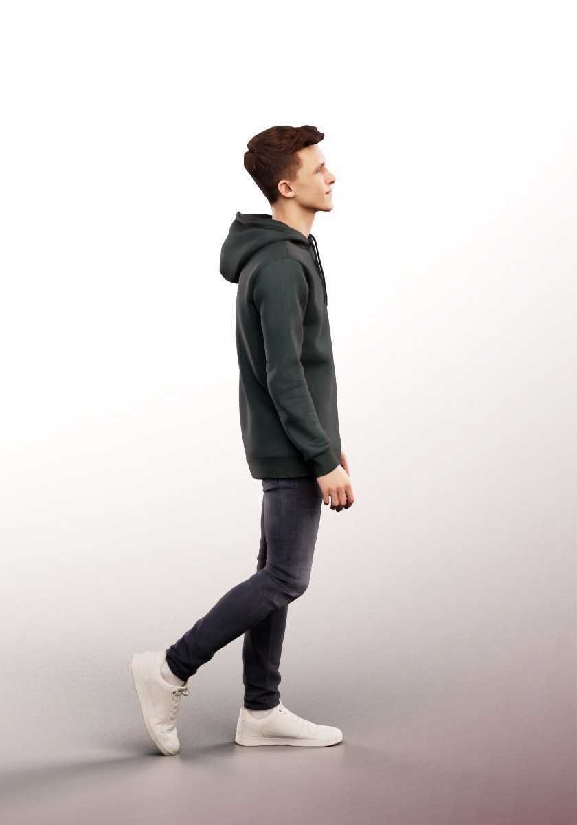 Robin 14205 - Walking Casual Young Man Low-poly 3D model_2