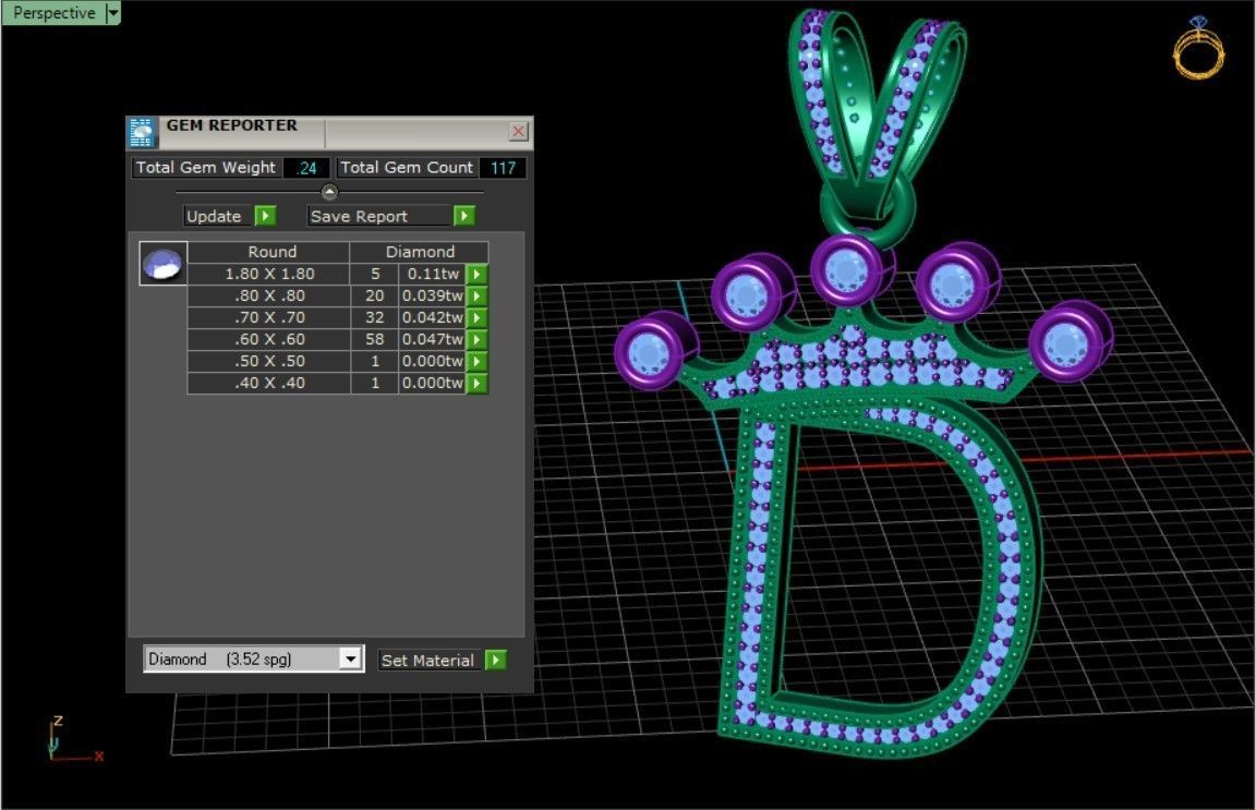 D letter pendant 3D print model_4