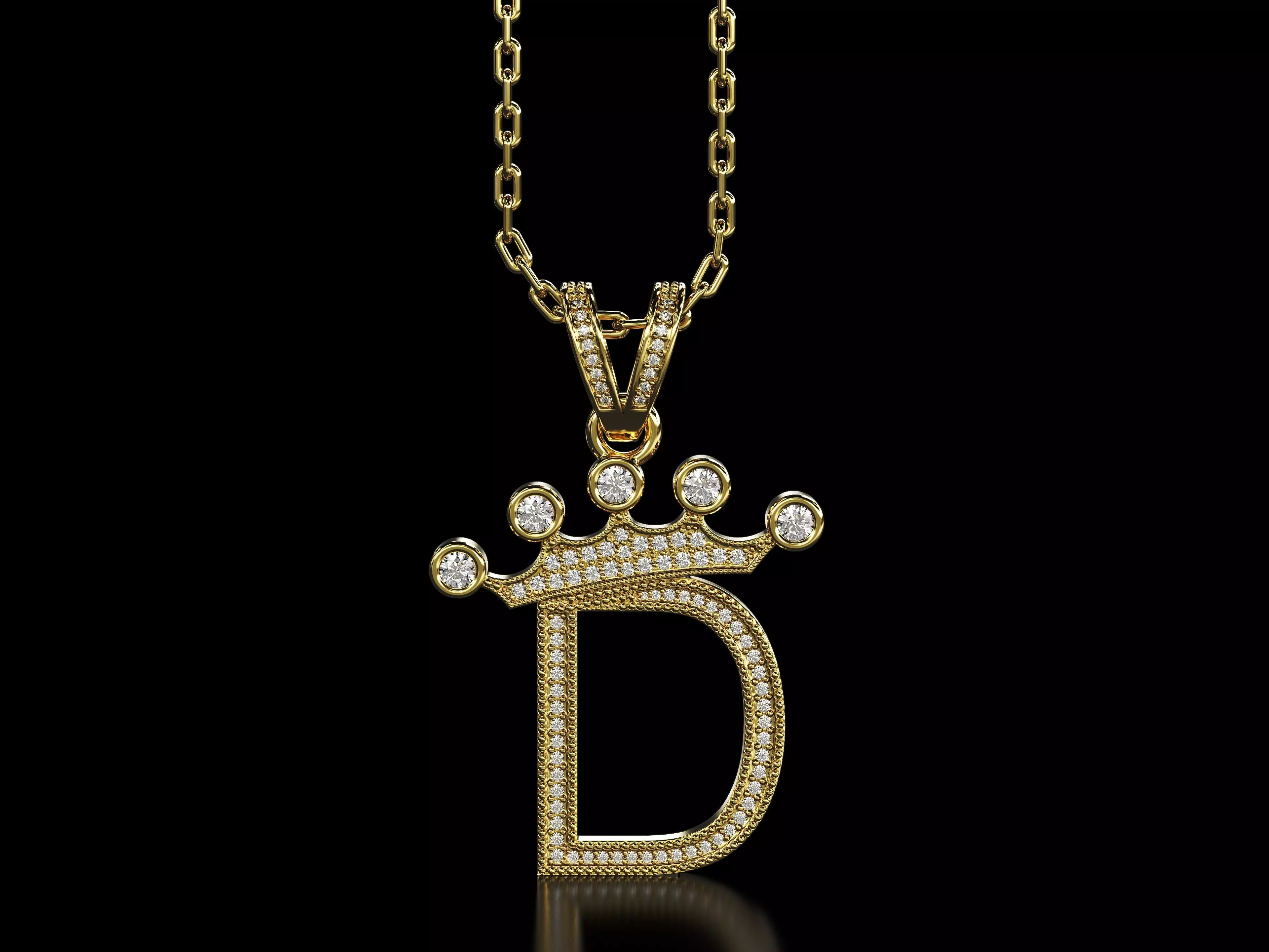 D letter pendant 3D print model_0