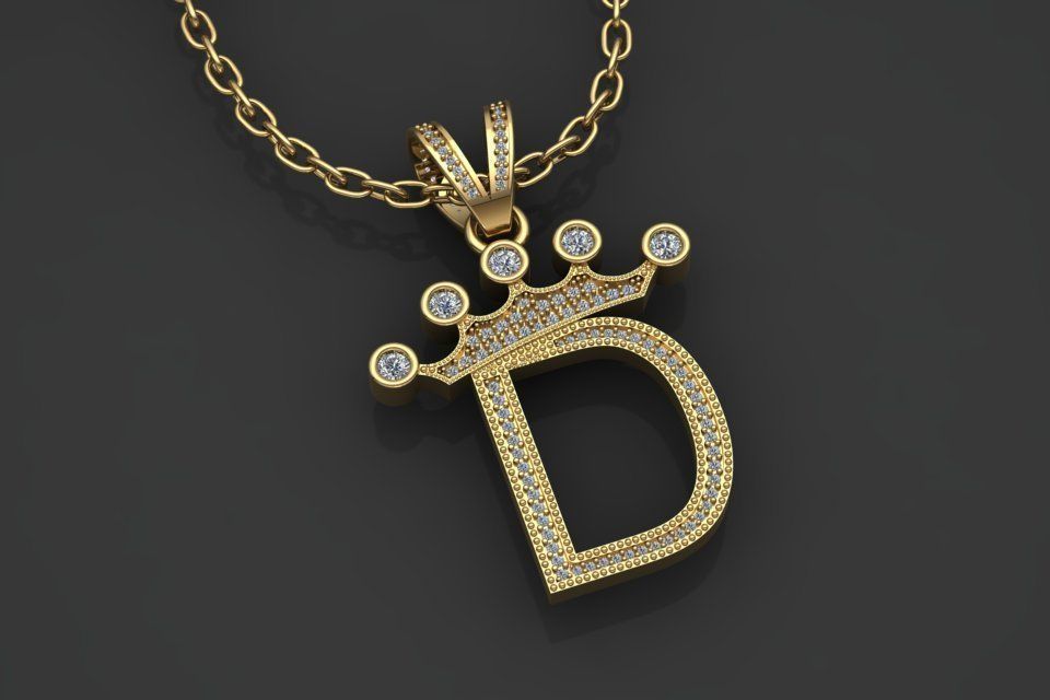D letter pendant 3D print model_1