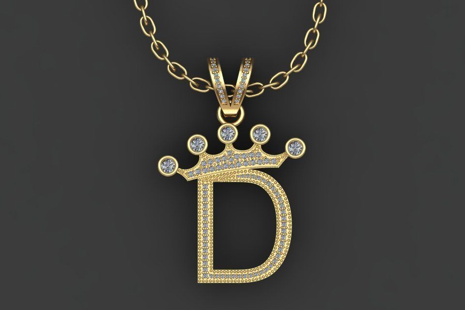 D letter pendant 3D print model_17