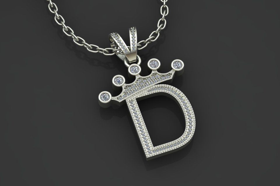D letter pendant 3D print model_2