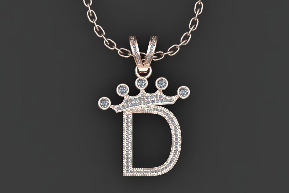 D letter pendant 3D print model_16