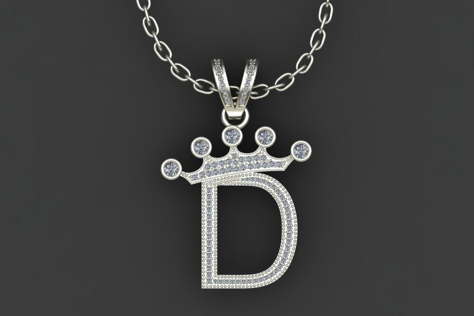 D letter pendant 3D print model_15