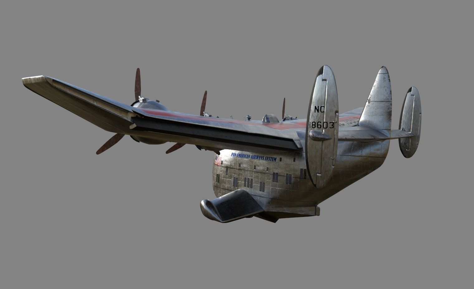 Boeing 314 - Clipper Toon Style 3D model_6