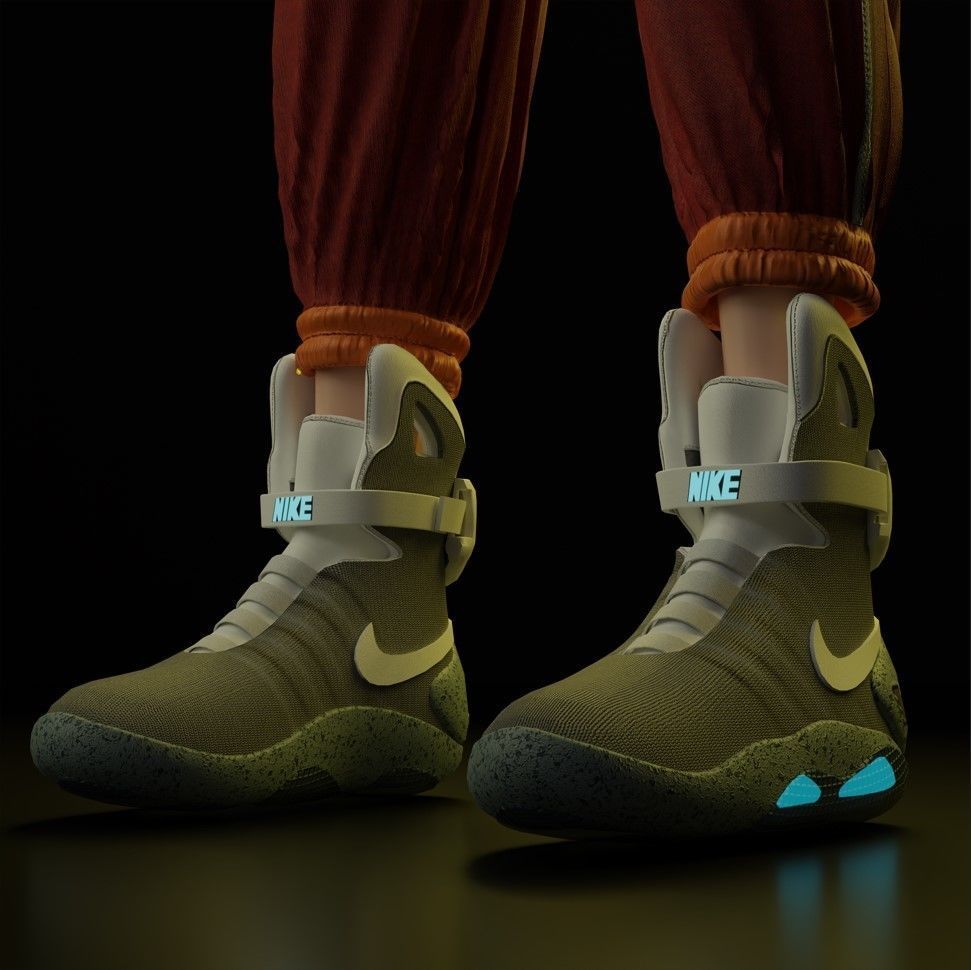 Sneaker Nike Air MAG Back to the Future - Limited Edition Low-poly 3D model_5