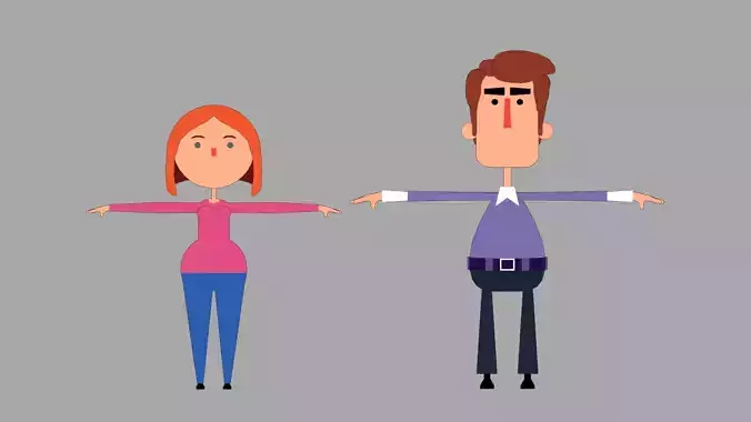 stylized male and female   only mesh not rigged