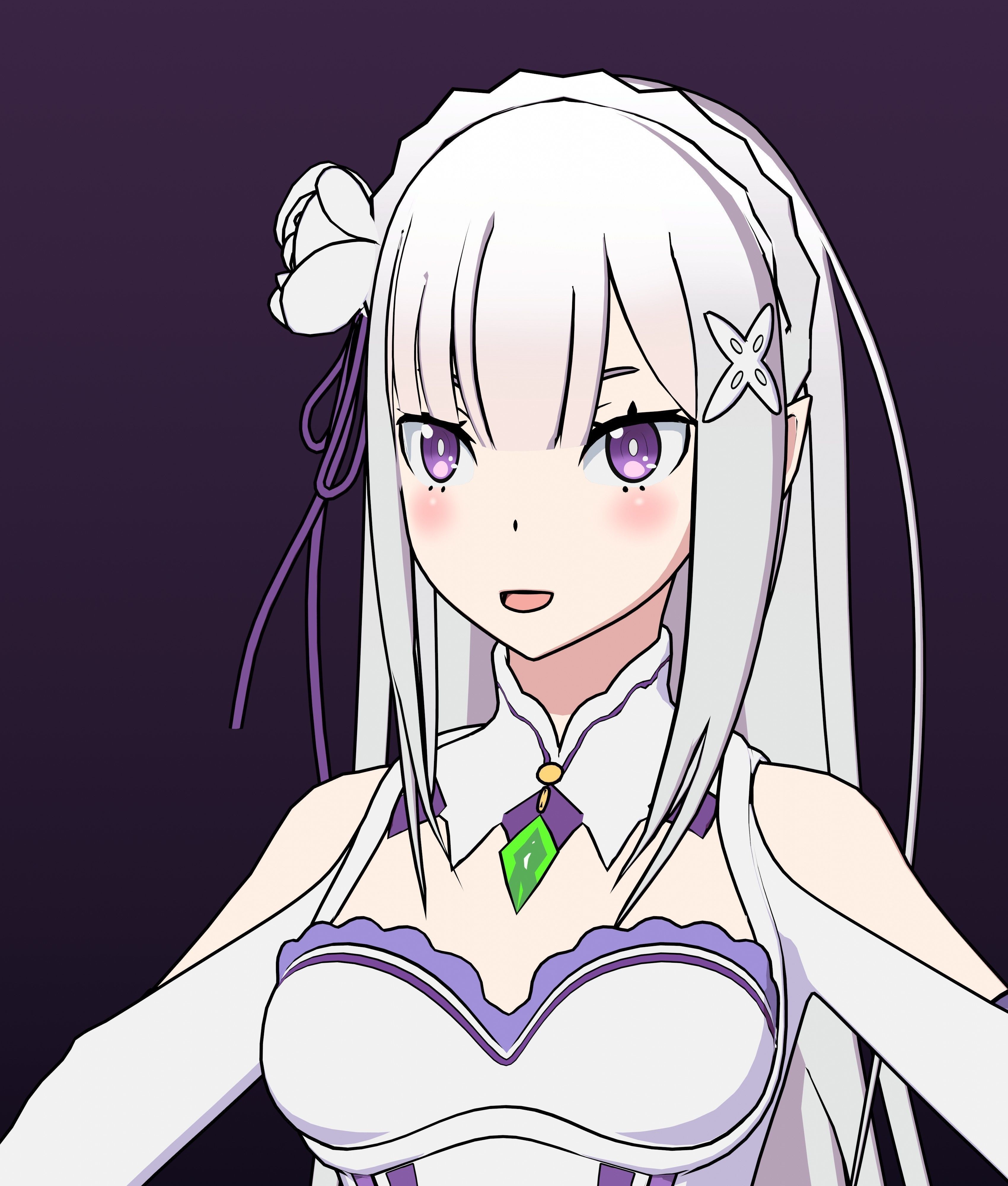 Emilia - Re Zero - 3D Model Blender Low-poly 3D model_10