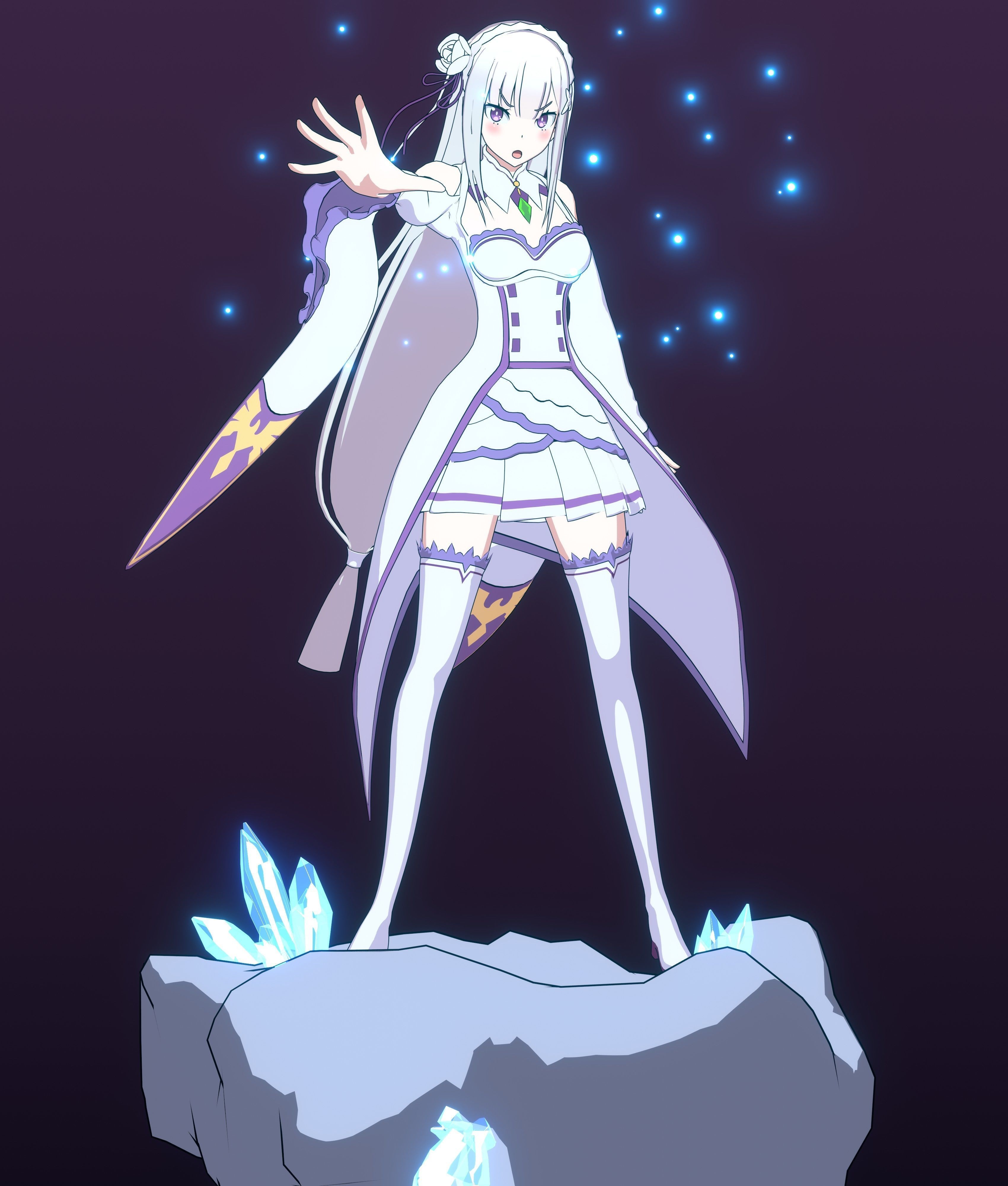 Emilia - Re Zero - 3D Model Blender Low-poly 3D model_3