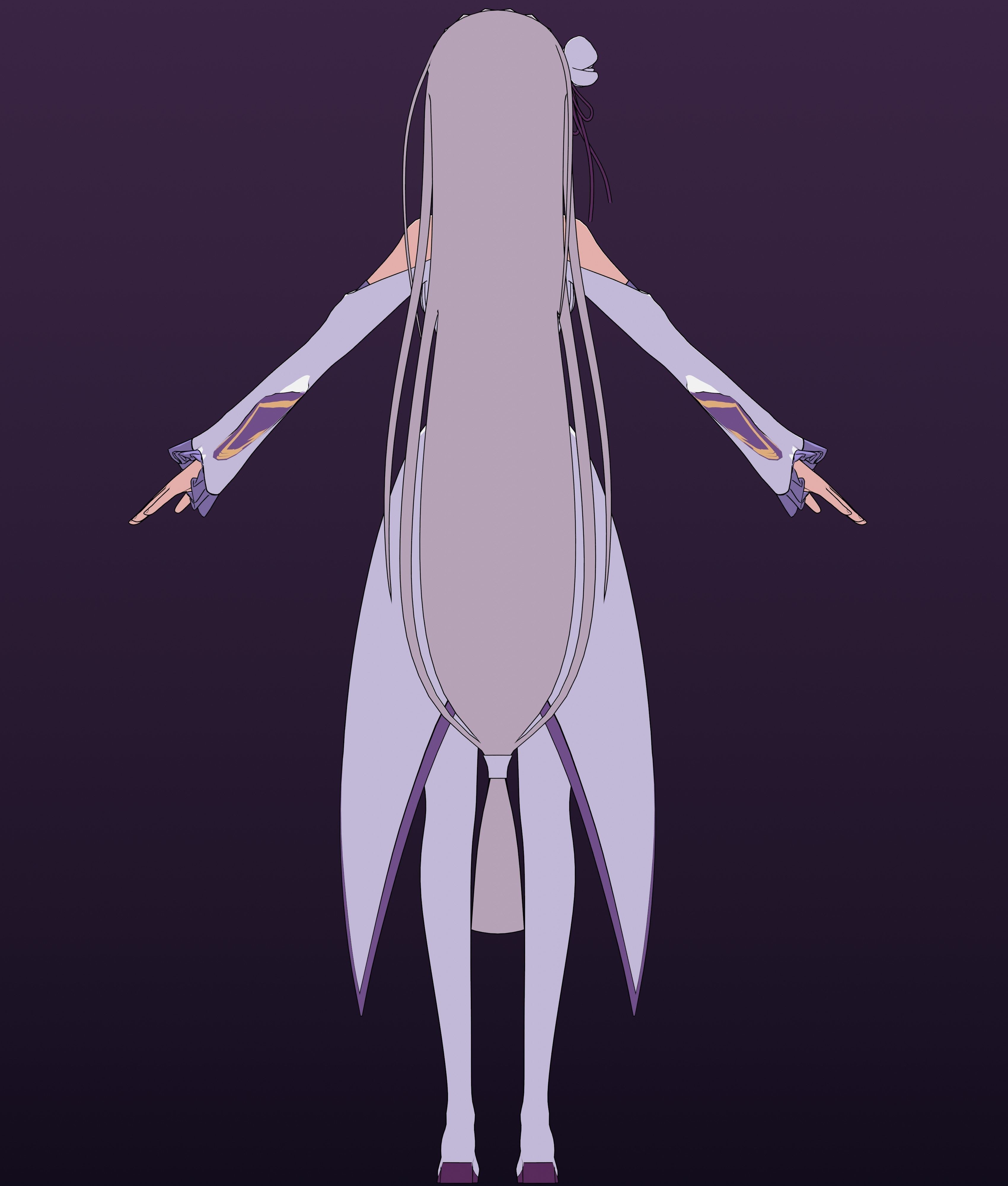 Emilia - Re Zero - 3D Model Blender Low-poly 3D model_7
