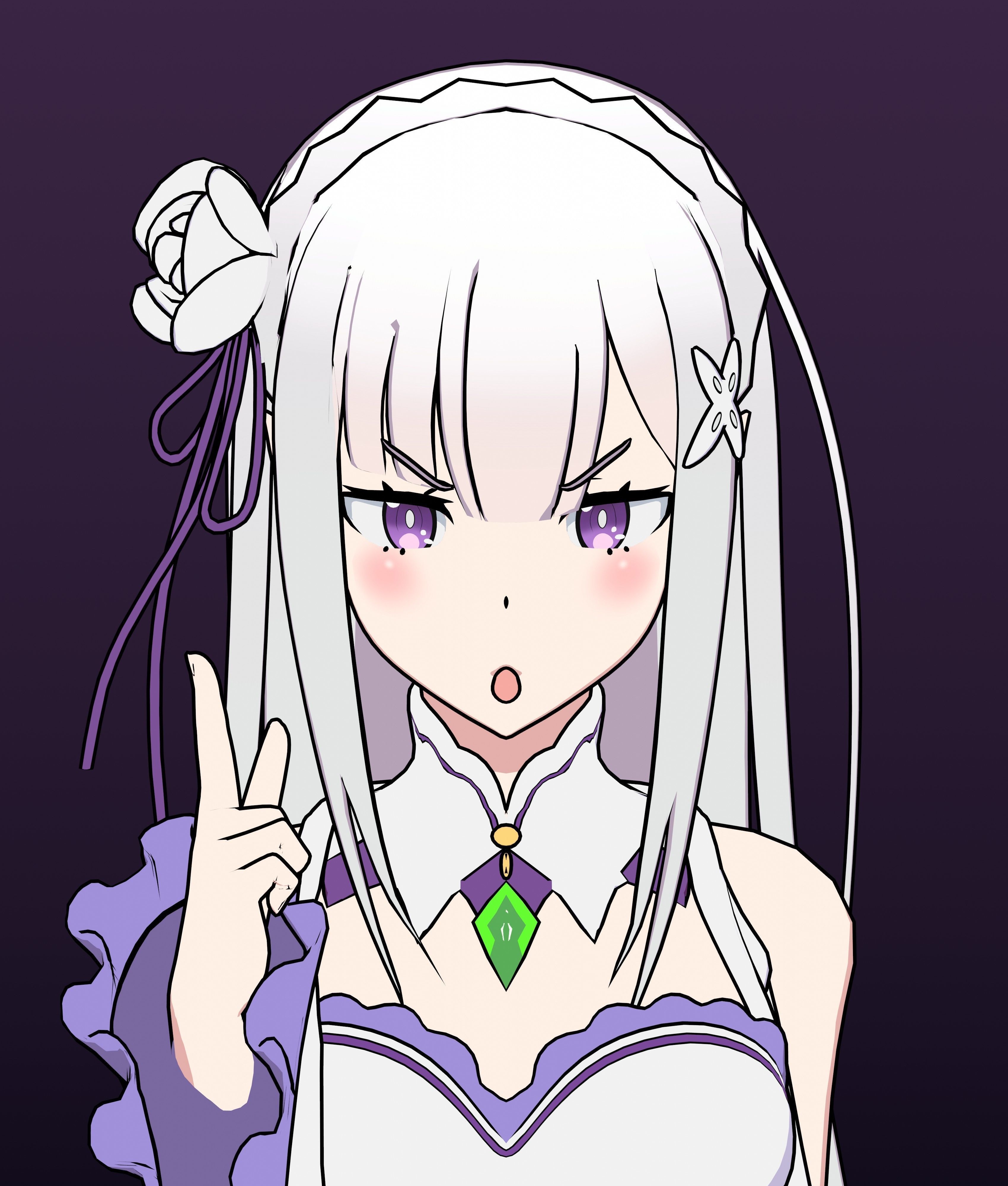 Emilia - Re Zero - 3D Model Blender Low-poly 3D model_13