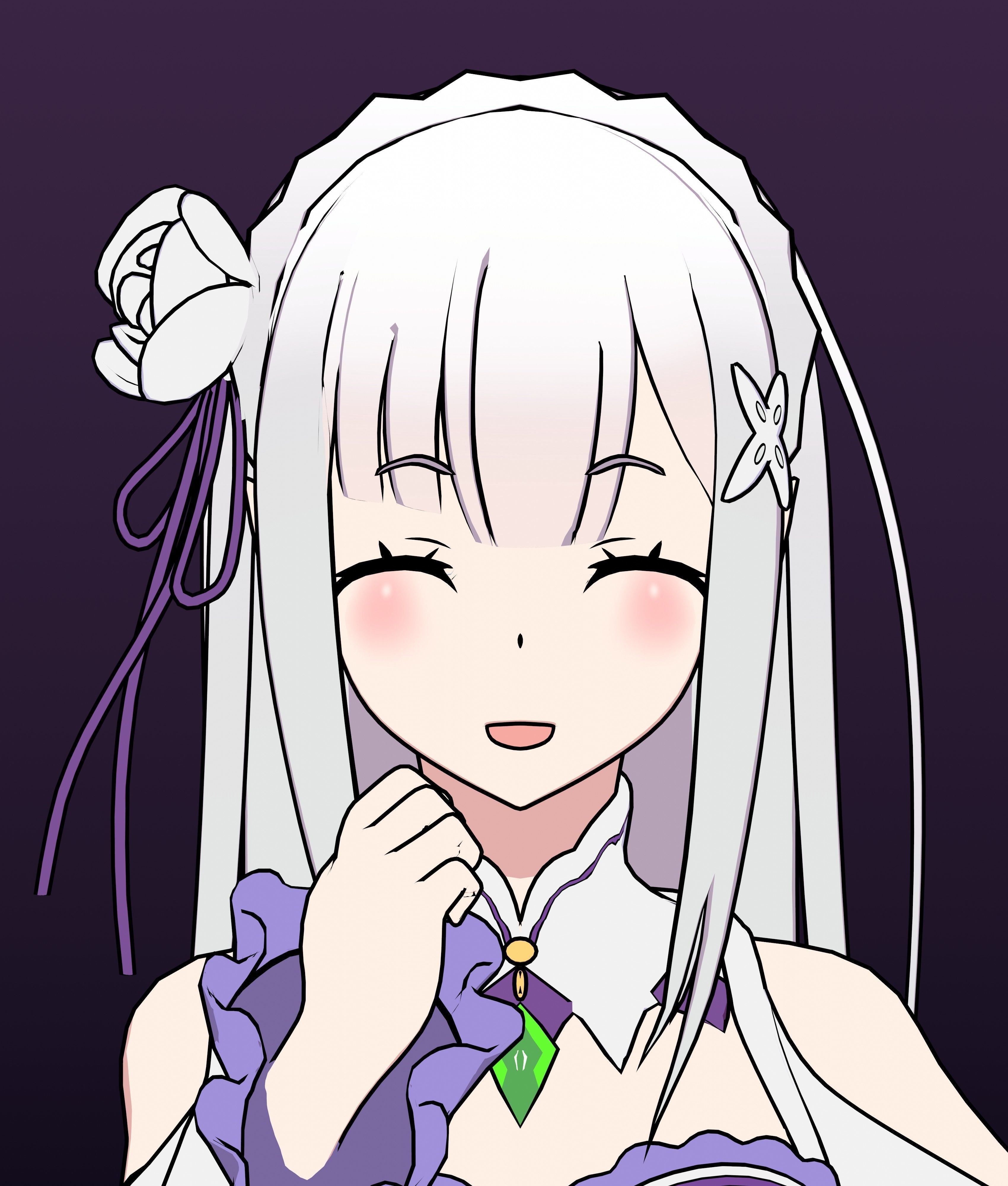 Emilia - Re Zero - 3D Model Blender Low-poly 3D model_14