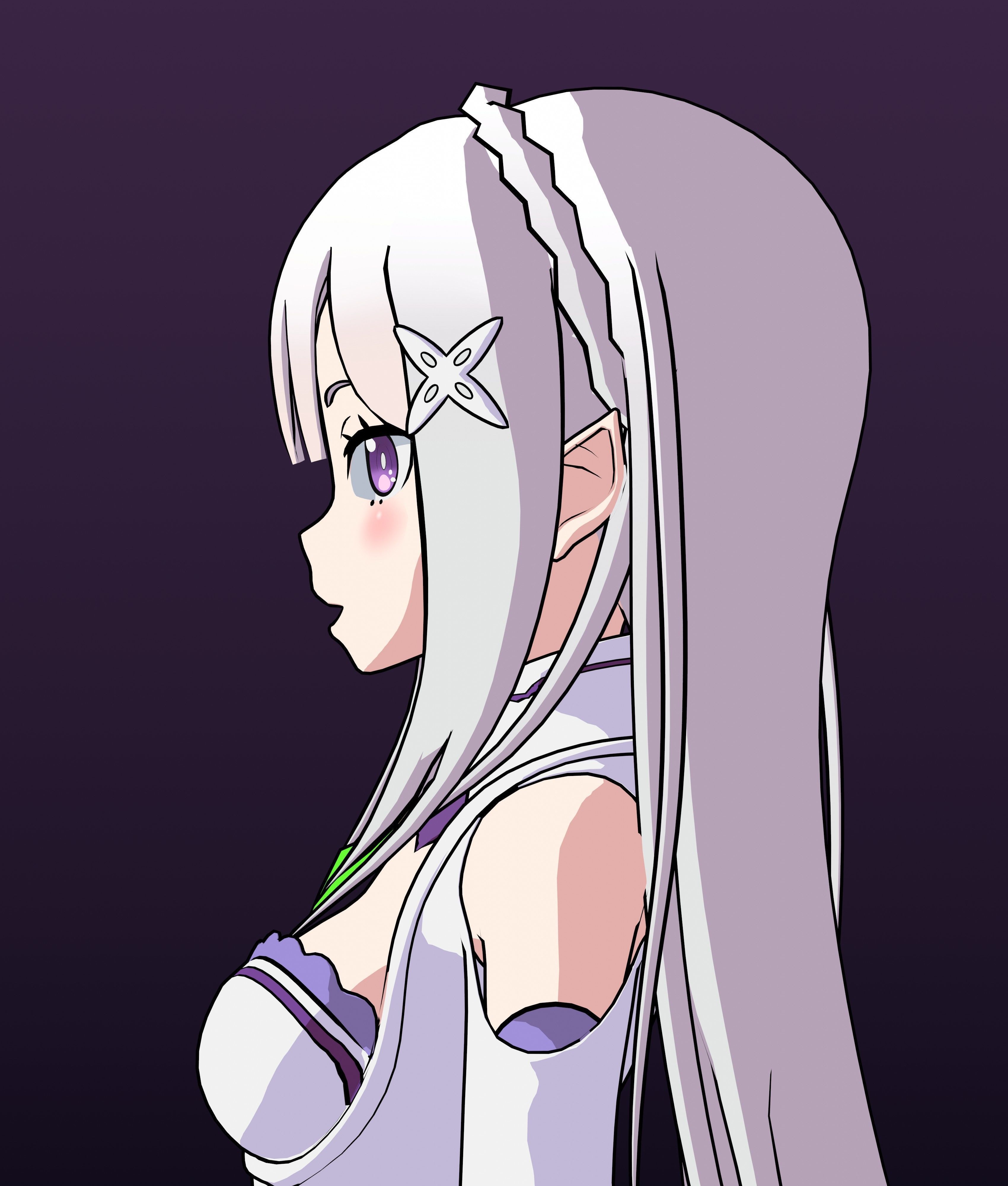 Emilia - Re Zero - 3D Model Blender Low-poly 3D model_11