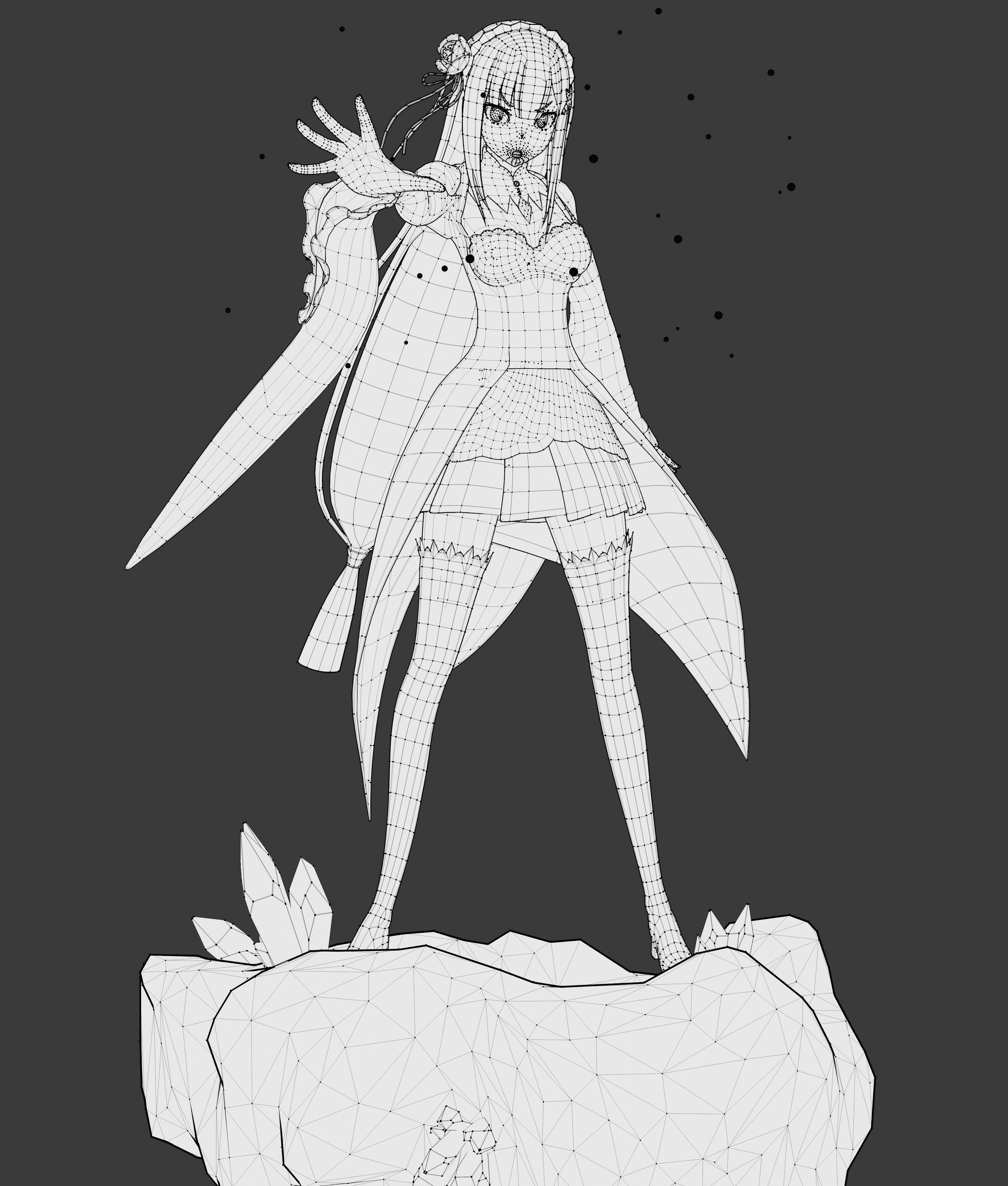 Emilia - Re Zero - 3D Model Blender Low-poly 3D model_4