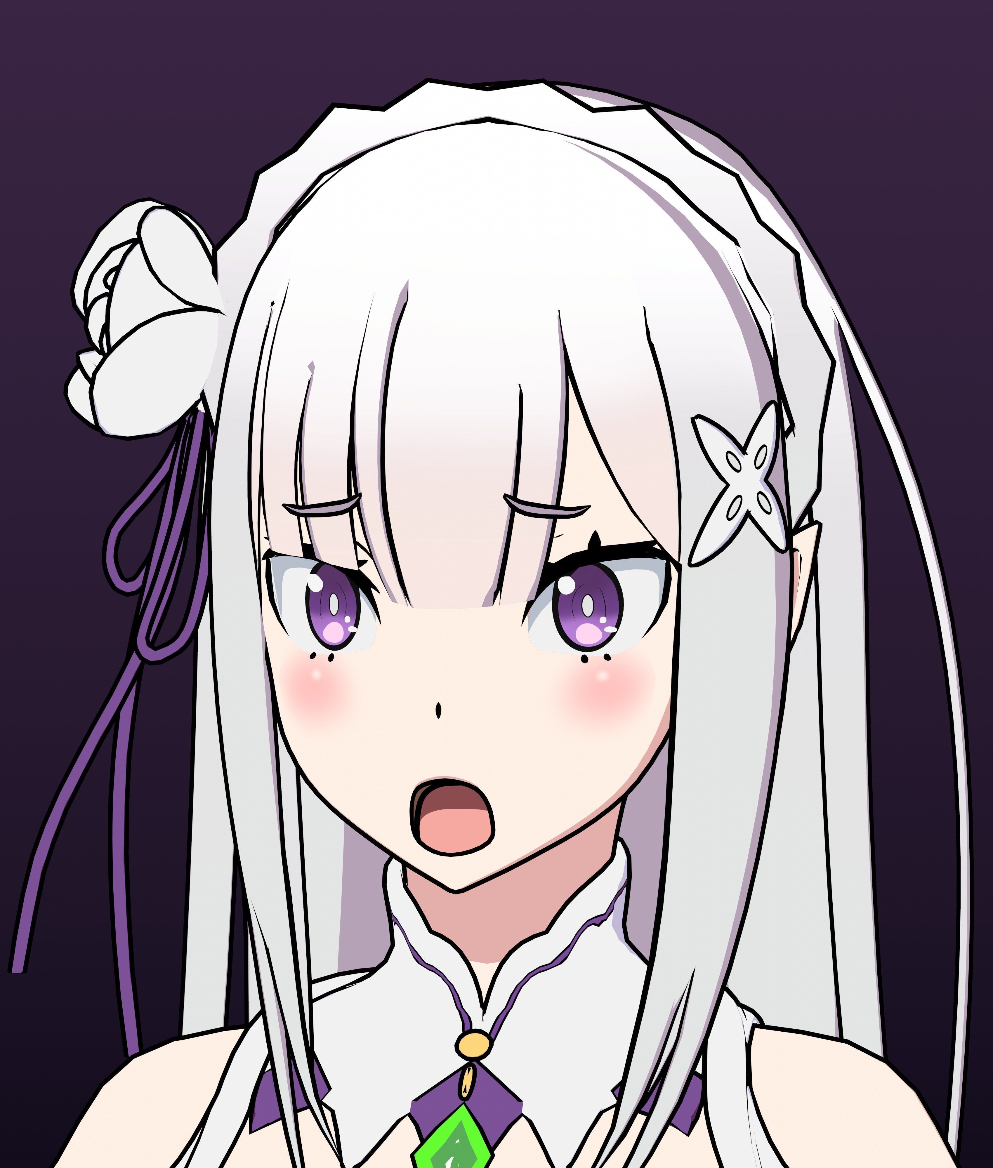 Emilia - Re Zero - 3D Model Blender Low-poly 3D model_16