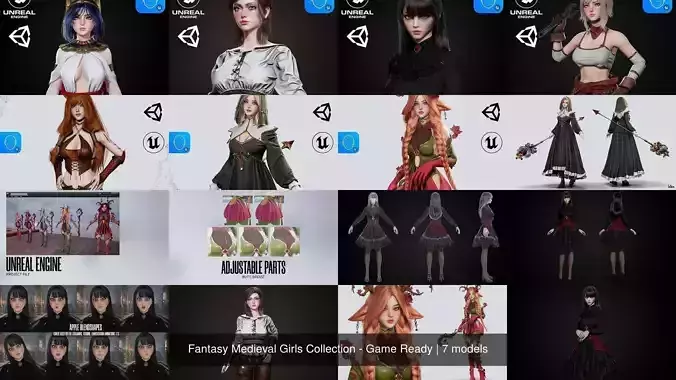 Fantasy Medieval Girls Collection - Game Ready