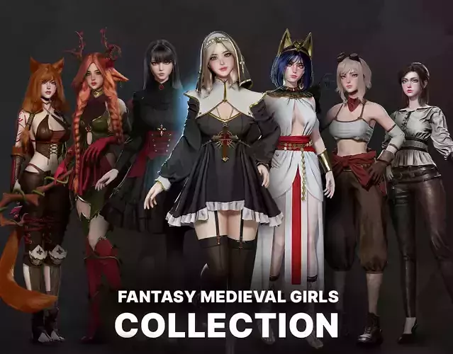 Fantasy Medieval Girls Collection - Game Ready 