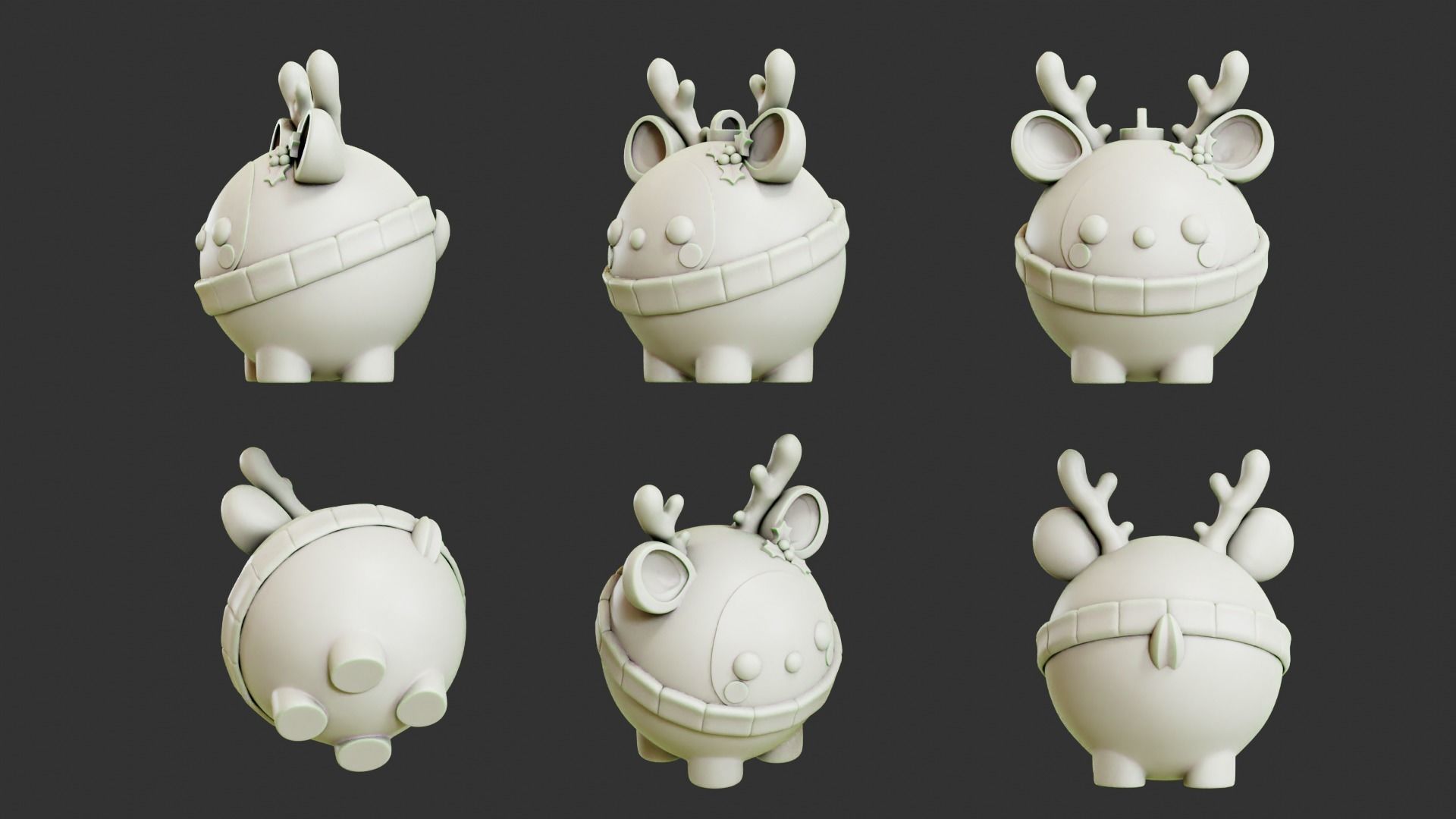 Reindeer Christmas Sphere 3D print model_2