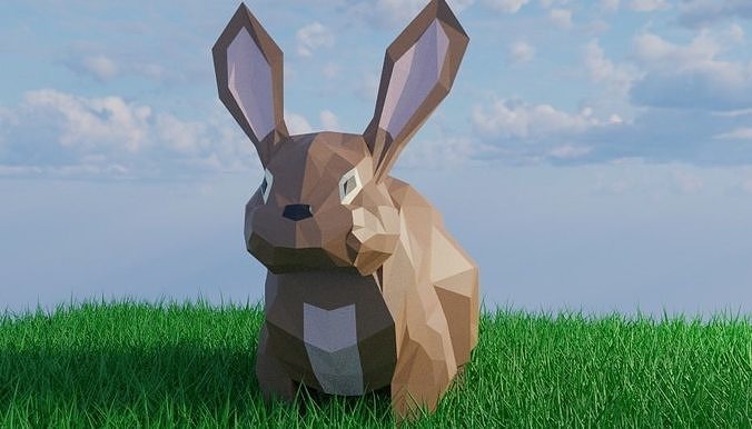 3D modelled rabbit  Low-poly 3D model
