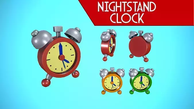 NIGHTSTAND CLOCK CARTOON STYLIZED Low-poly 3D model