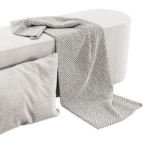 Taba Oval Bench and Round Pouf by Moroso 3D model 4