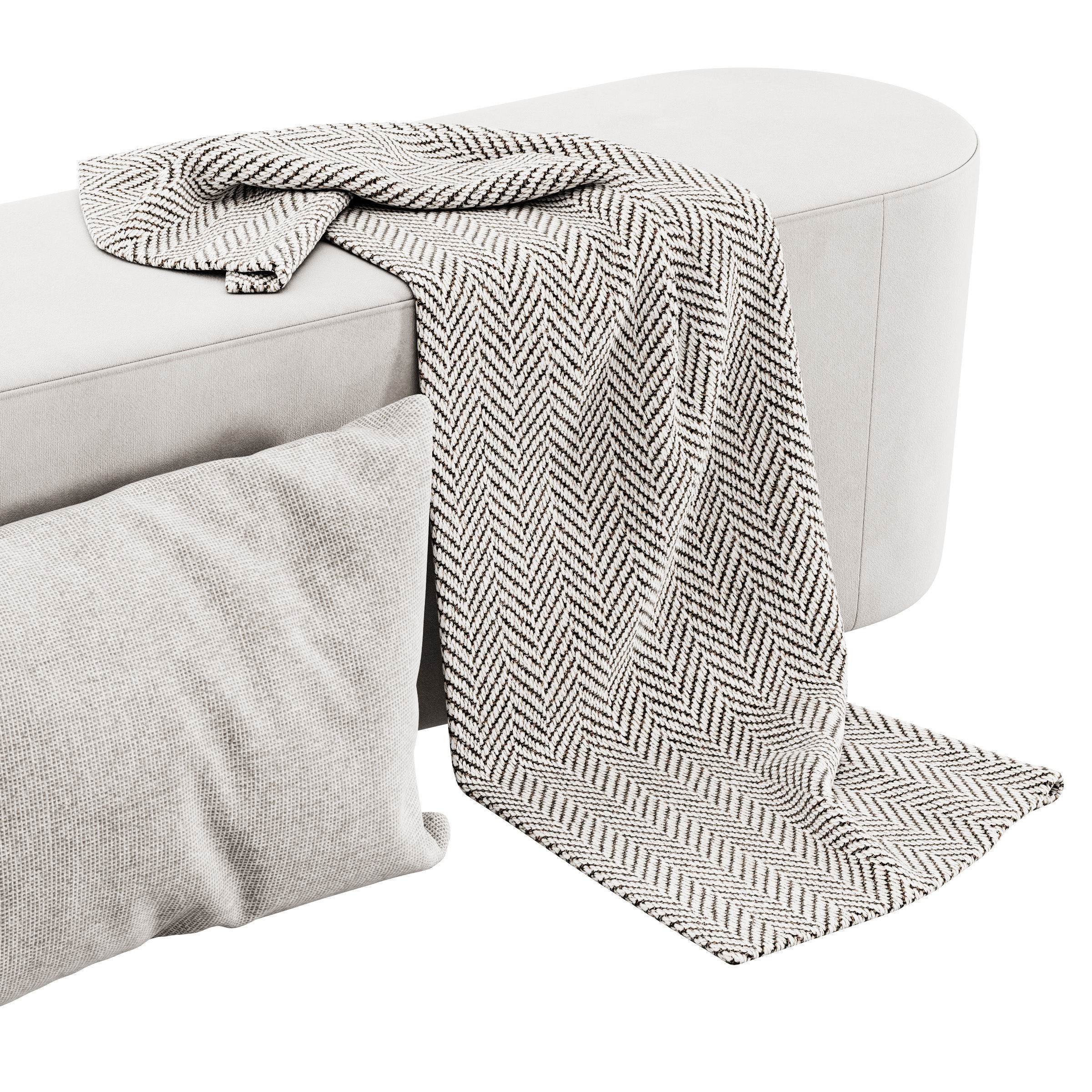 Taba Oval Bench and Round Pouf by Moroso 3D model_3