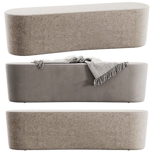 Taba Oval Bench and Round Pouf by Moroso 3D model 2